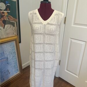 Elegant White Crochet Swim Coverup
